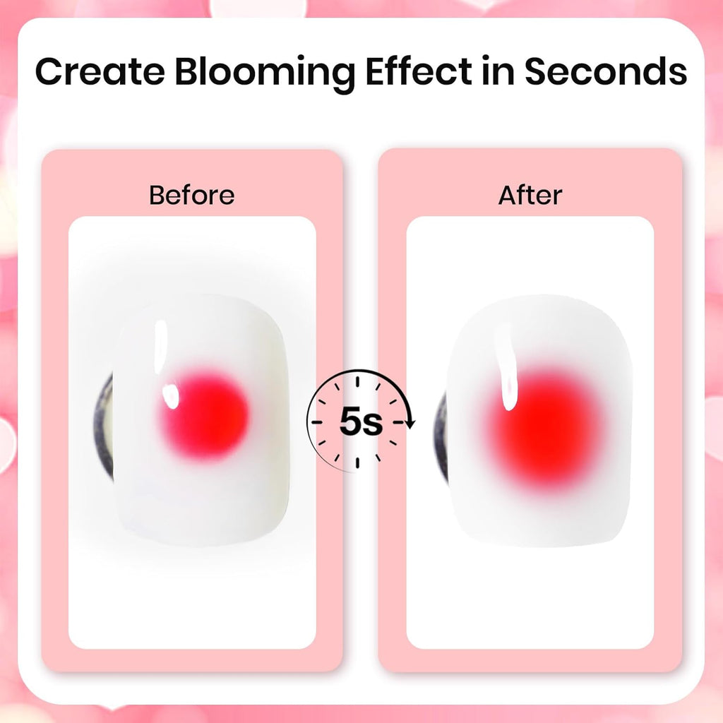 Beetles Blooming Gel Nail Polish Kit - Hema Free Clear Blooming Gel with Red Nail Polish & Nail Art Brush, Soak Off UV/LED for Flower Marble Watercolor Nail Designs DIY Gift Set