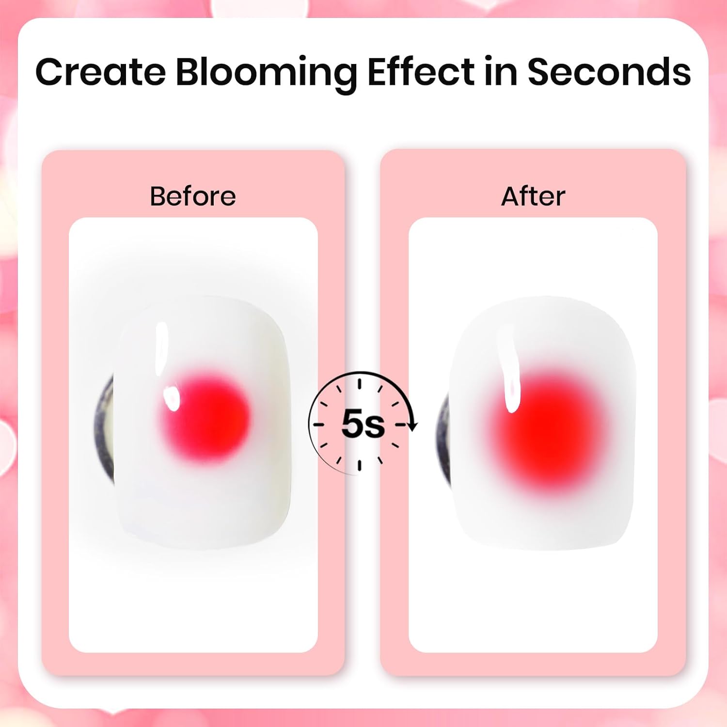Beetles Blooming Gel Nail Polish Kit - Hema Free Clear Blooming Gel with Red Nail Polish & Nail Art Brush, Soak Off UV/LED for Flower Marble Watercolor Nail Designs DIY Gift Set