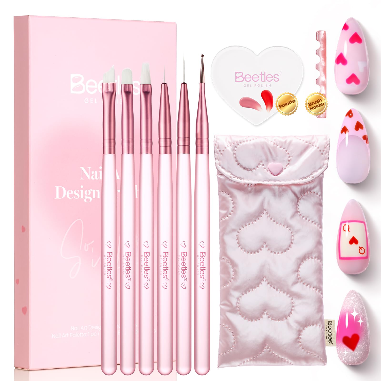 Beetles Blooming Gel Nail Polish Kit - Hema Free Clear Blooming Gel with Red Nail Polish & Nail Art Brush, Soak Off UV/LED for Flower Marble Watercolor Nail Designs DIY Gift Set