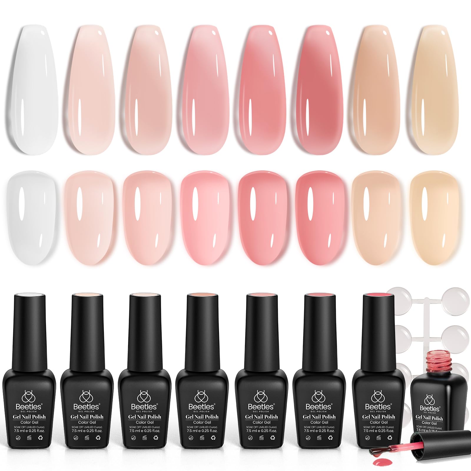Beetles HEMA-Free Gel Polish Set – 6 PCS 15ml Burgundy Dark Red Brown Black Gray Colors Gel Nail Kit UV Nail Polish Color DIY Midnight Elegance Manicure Home Salon Valentines Gifts for Women