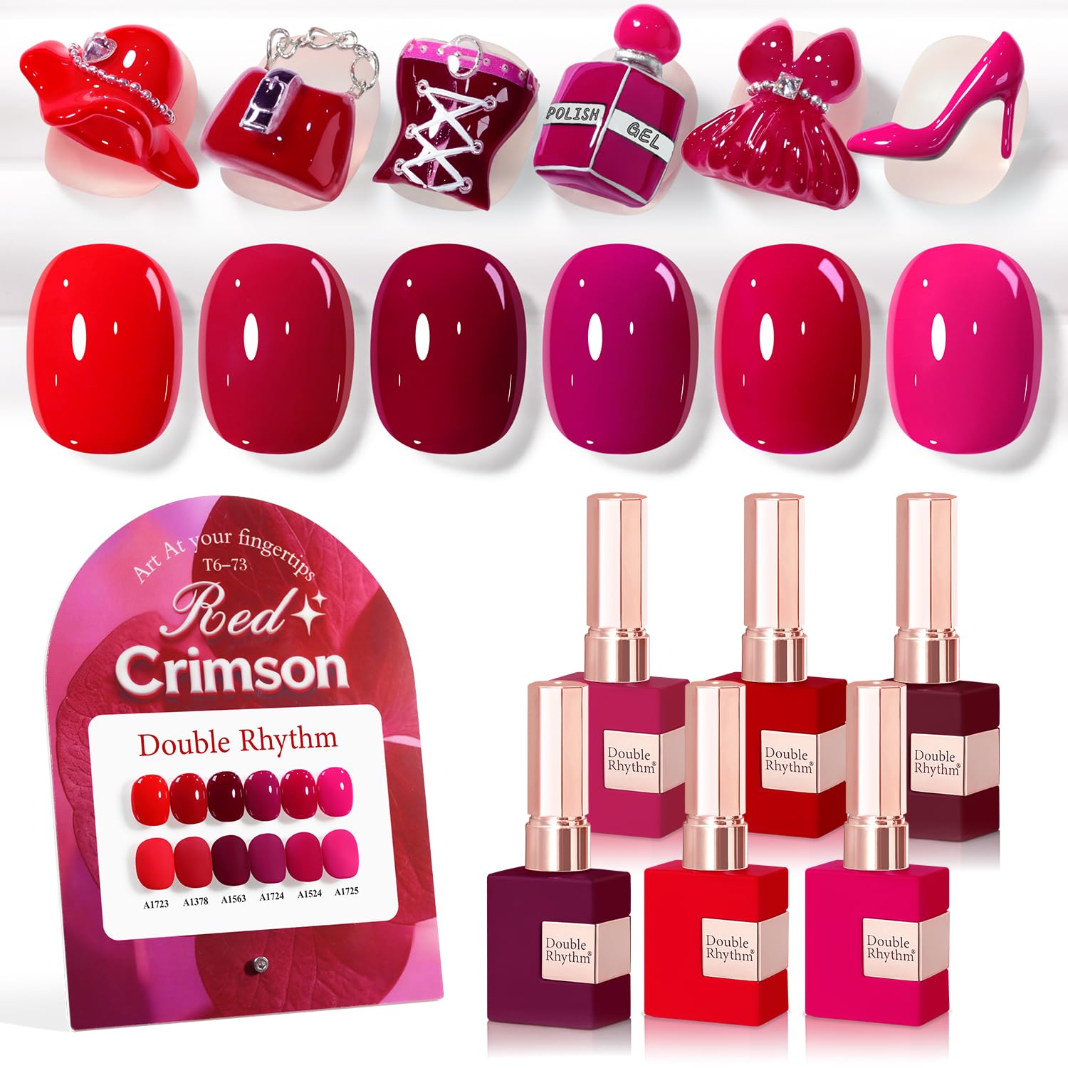 Double Rhythm 6 Pcs 15 ML Gel Polish Set Same Color Same Bottle Soak Off Gel Polish Kit Nail Art Manicure Salon DIY at Home for Women (Blue Green Beige Yellow Pink Orange-T6-9)