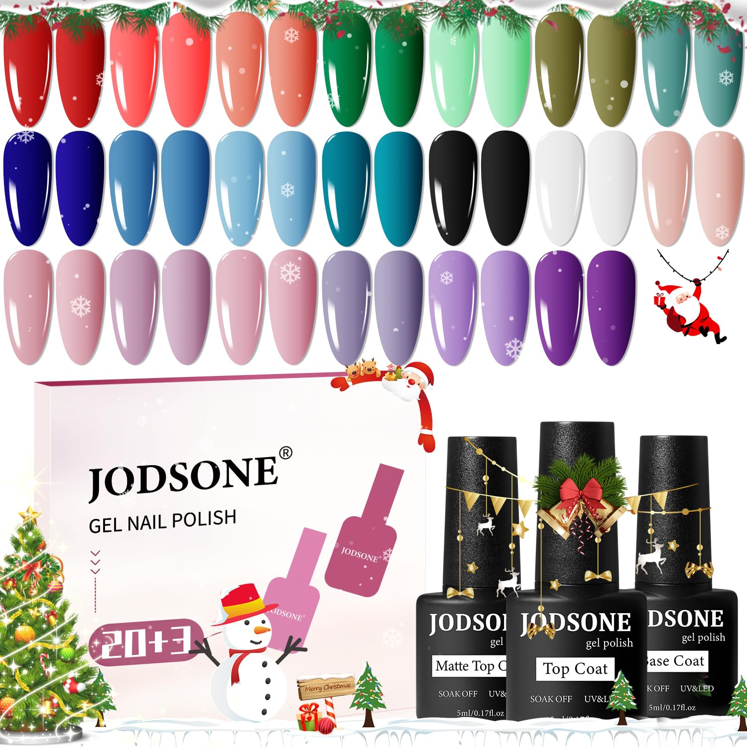 JODSONE 60 PCS Gel Nail Polish Set All Seasons No Wipe Base Coat Matte Glossy Top Coat Nail Gel Polish Kit for Starter Manicure DIY at Home Enjoy Fun