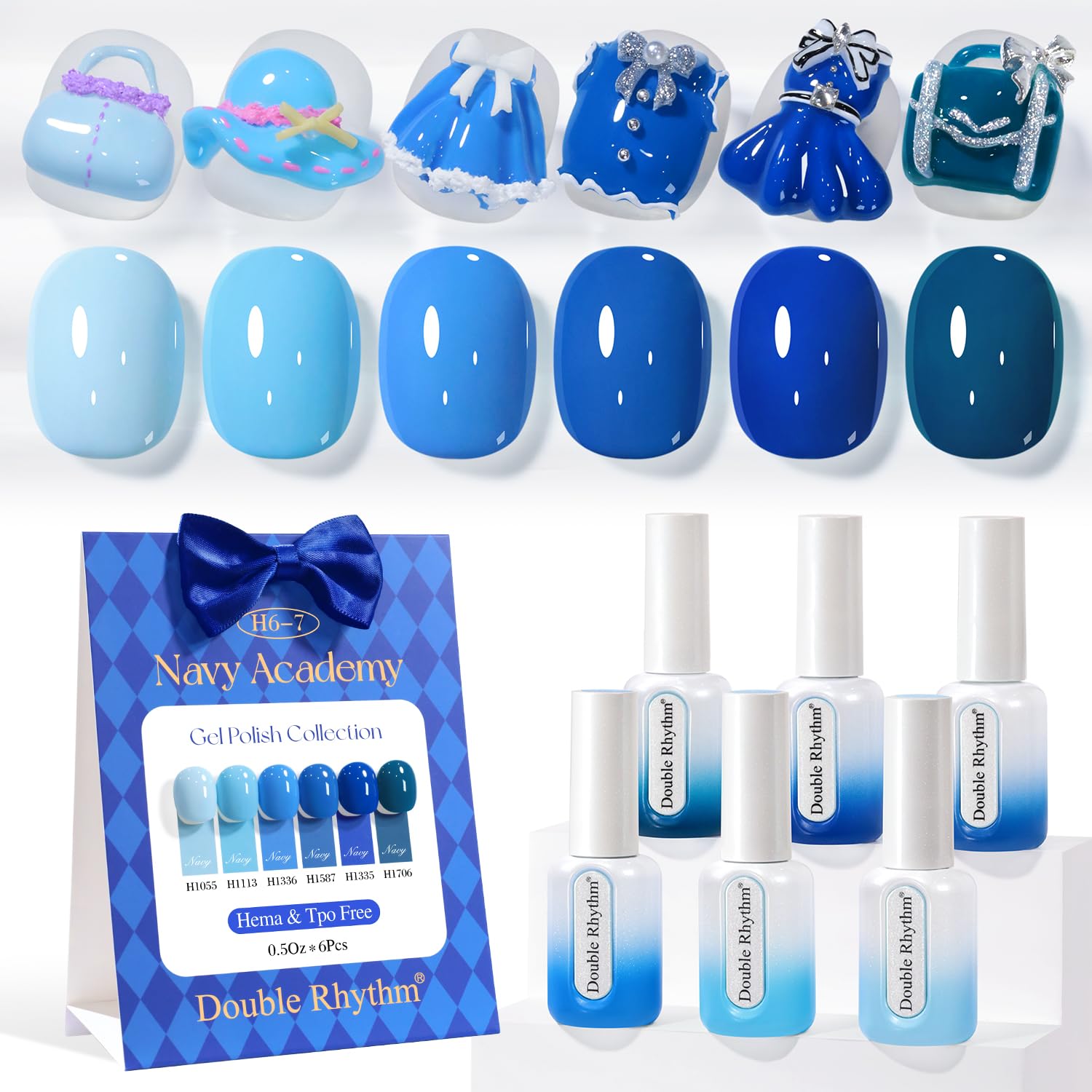 Double Rhythm 6 Pcs Hema Free Gel Polish Set 0.50 OZ Same Color Same Bottle Soak Off Neutral Natural Milky Gel Polish Kit Nail Art Manicure Salon DIY (Nude Pink Rose Burgundy-H6-3)