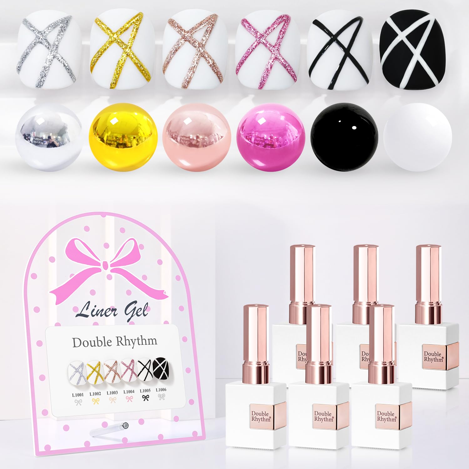 Double Rhythm 6 Pcs 15 ML Gel Polish Set Same Color Same Bottle Soak Off Gel Polish Kit Nail Art Manicure Salon DIY at Home for Women (Blue Green Beige Yellow Pink Orange-T6-9)