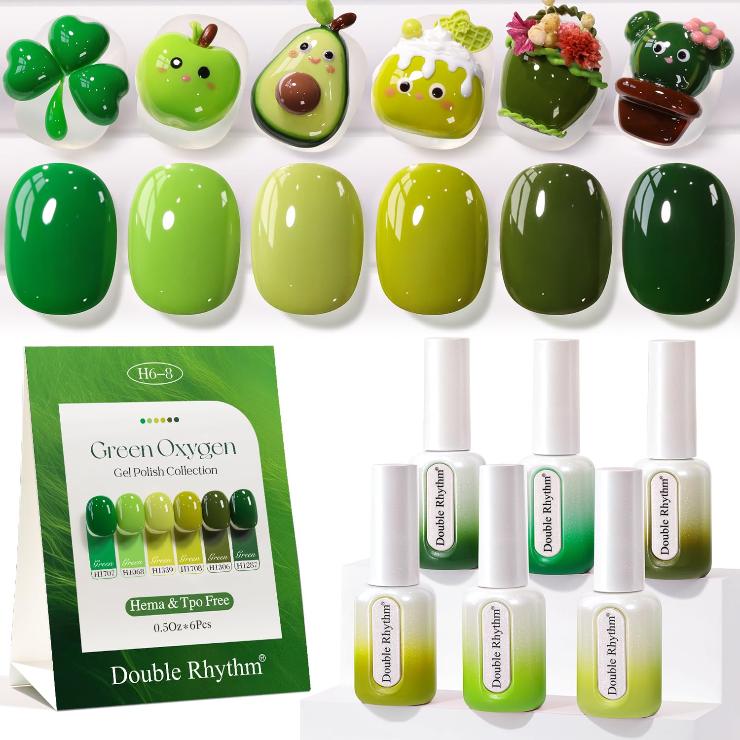 Double Rhythm 6 Pcs Hema Free Gel Polish Set 0.50 OZ Same Color Same Bottle Soak Off Neutral Natural Milky Gel Polish Kit Nail Art Manicure Salon DIY (Nude Pink Rose Burgundy-H6-3)