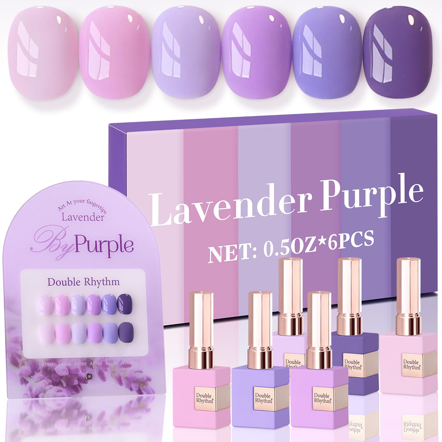 Double Rhythm 6 Pcs 15 ML Gel Polish Set Same Color Same Bottle Soak Off Gel Polish Kit Nail Art Manicure Salon DIY at Home for Women (Blue Green Beige Yellow Pink Orange-T6-9)