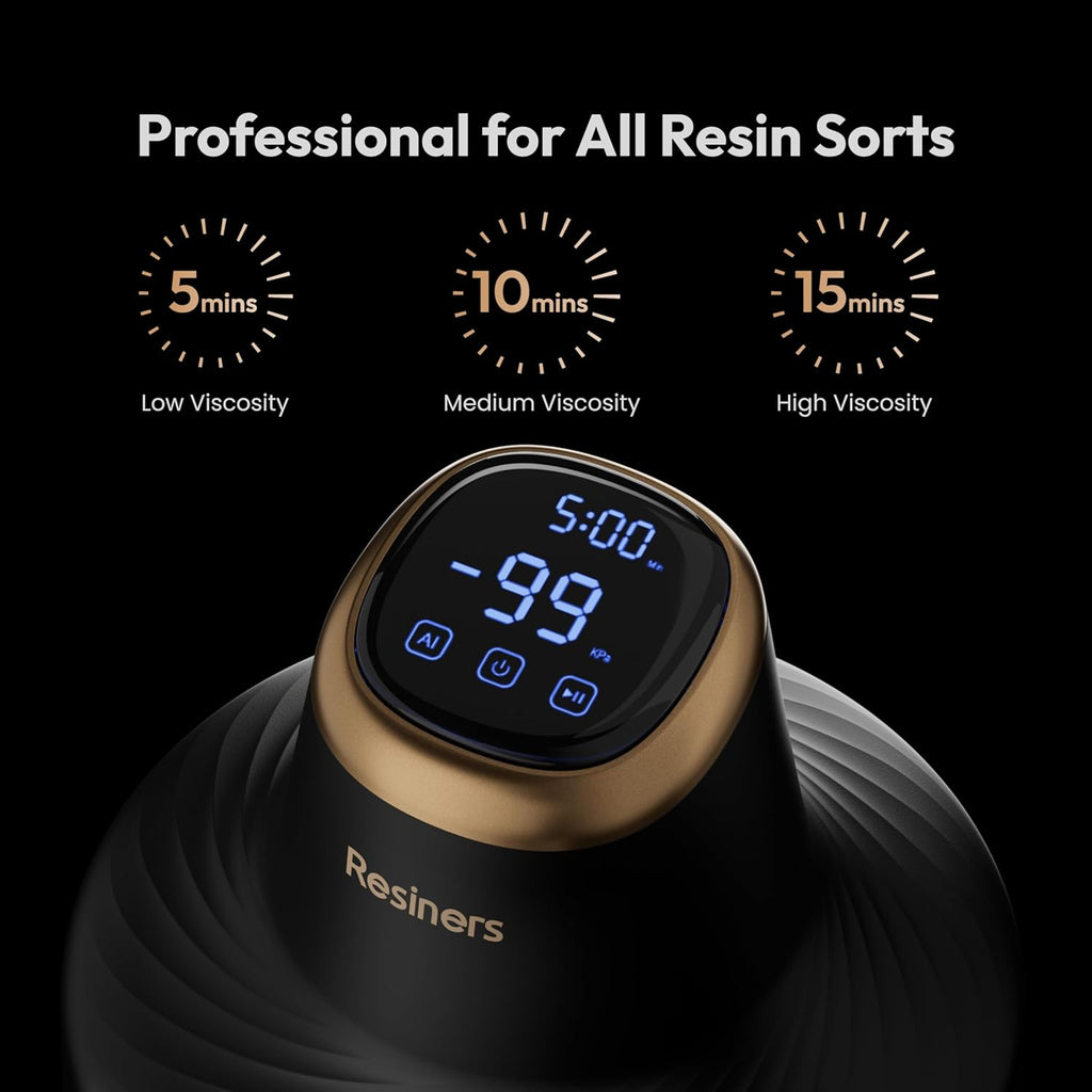 Resiners AirLess Pro Resin Bubble Remover, 3 Min Remove 99% Bubbles, 99kPa Vacuum Chamber (20L/min), 3.2L Big Capacity for All Epoxy,UV Resin,Silicone,Art Crafts,Jewelry Making (Patented)