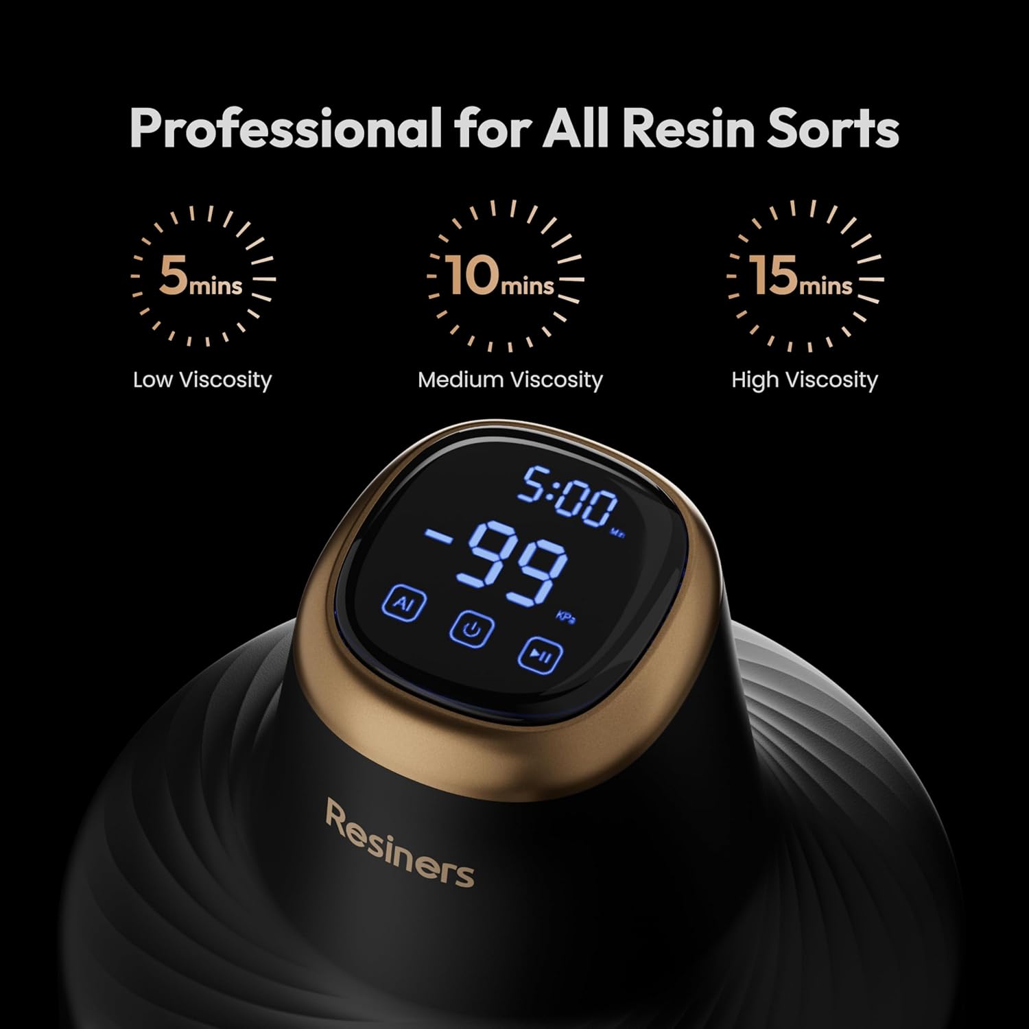 Resiners AirLess Pro Resin Bubble Remover, 3 Min Remove 99% Bubbles, 99kPa Vacuum Chamber (20L/min), 3.2L Big Capacity for All Epoxy,UV Resin,Silicone,Art Crafts,Jewelry Making (Patented)
