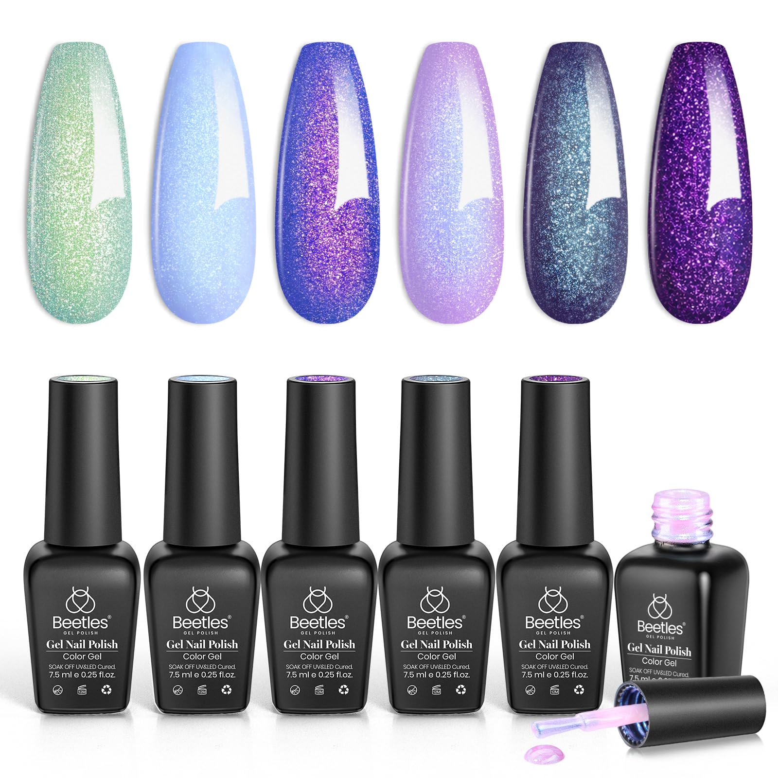 Beetles HEMA-Free Gel Polish Set – 6 PCS 15ml Burgundy Dark Red Brown Black Gray Colors Gel Nail Kit UV Nail Polish Color DIY Midnight Elegance Manicure Home Salon Valentines Gifts for Women